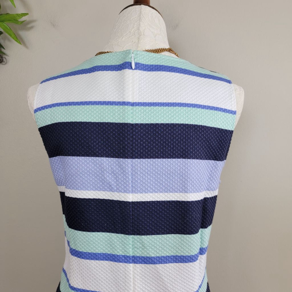 NEW Talbots Striped Sleeveless Sheath Midi Dress Textured Spring Summer Blue 10p - Picture 8 of 11